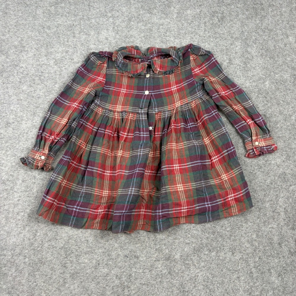 Polo Country‎ Ralph Lauren Plaid Dress Girls 5 Red Green Smocked Tartan Outdoors